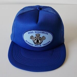 Vintage Esso Resources Trucker Hat Mesh Cap Snap Back Patch Norman Wells‎ Trades